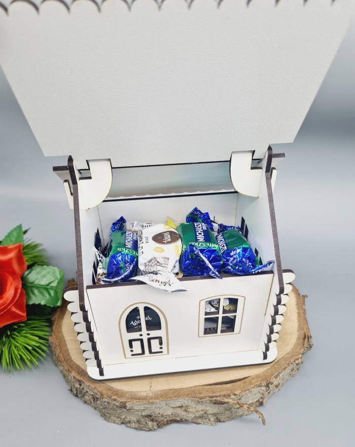 Domek na cukierki, słodka chatka, upominek na Dzień Kobiet