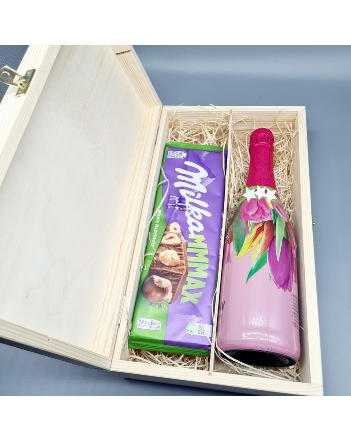 Skrzynka drewniana na wino podwójna, skrzynka z grawerem, skrzynka drewniana na wino personalizowana, na urodziny