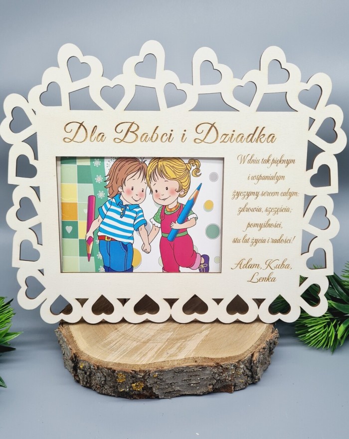 Drewniana ramka z życzeniami