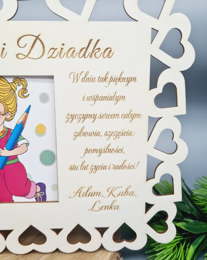Drewniana ramka z życzeniami