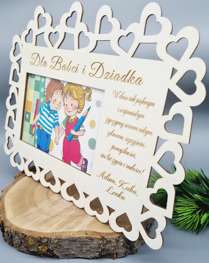 Drewniana ramka z życzeniami