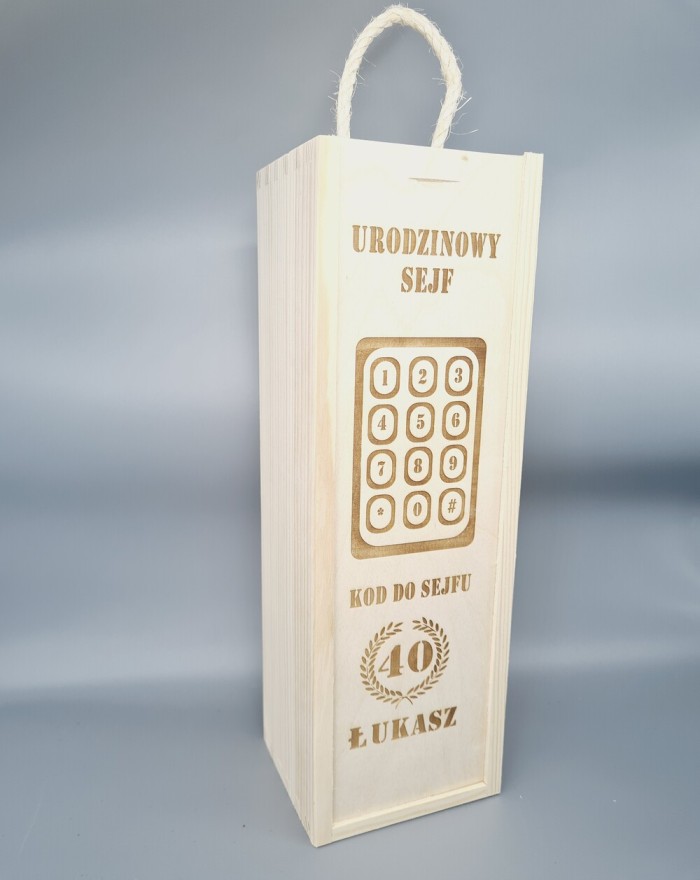 Skrzynka na wino lub inny alkohol, drewniana skrzynka na urodziny, personalizowany upominek