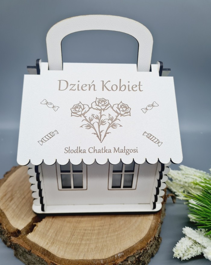 Domek na cukierki, słodka chatka, upominek na Dzień Kobiet