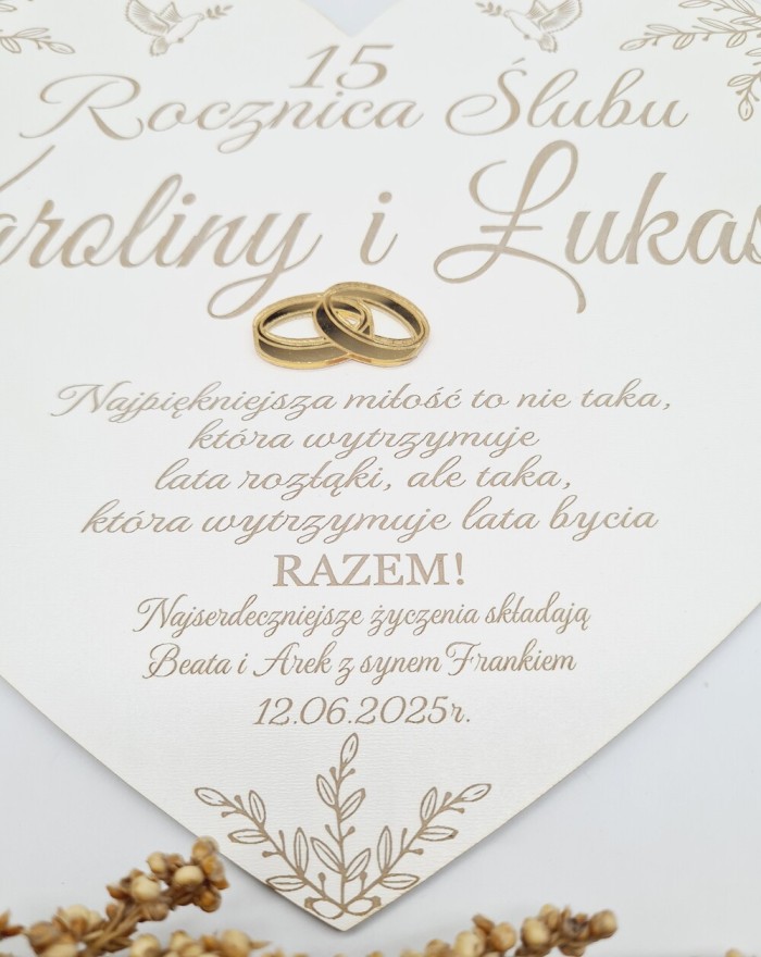 Pamiątka na rocznicę ślubu, pamiątka serce na rocznicę,
