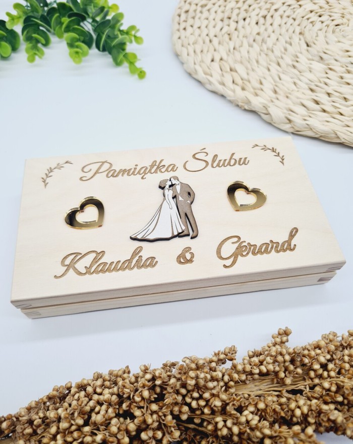 Pamiątka ślubna, pudełko na pieniądze na ślub, wesele