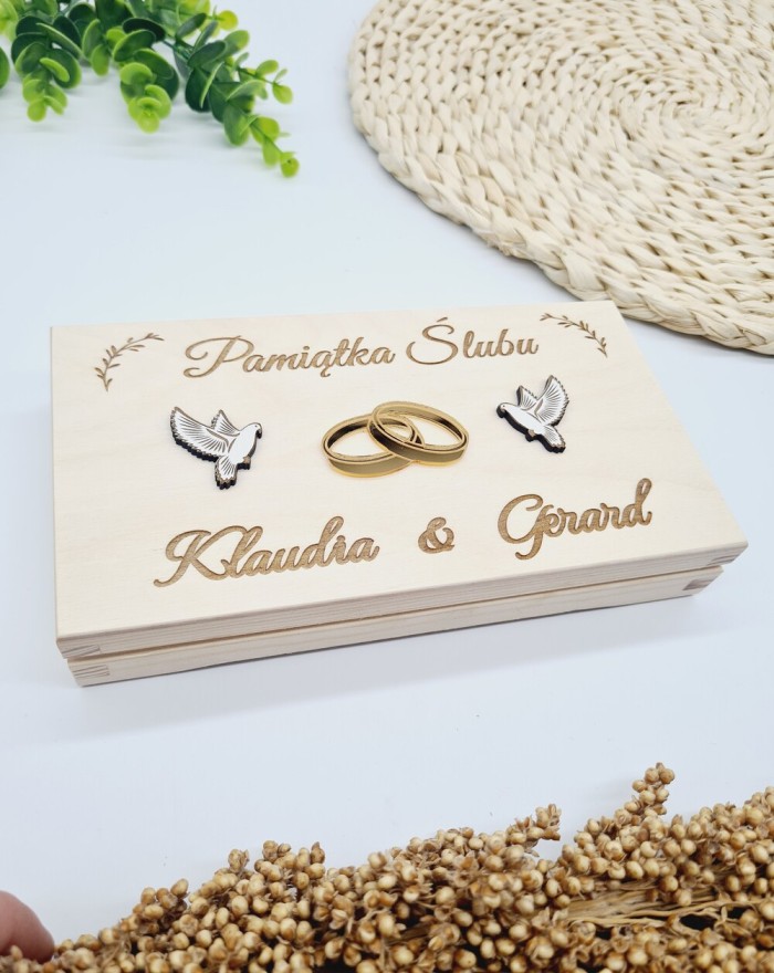 Pamiątka ślubna, pudełko na pieniądze na ślub, wesele