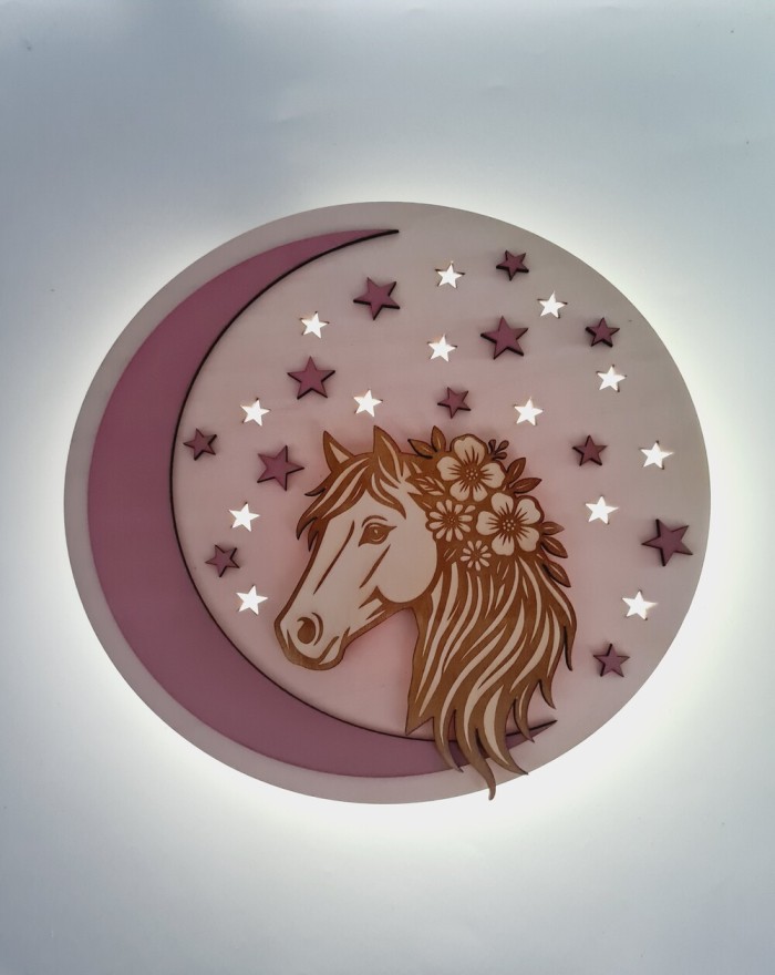 Lampka nocna dla dziecka, lampka z konikiem, ozdoba do pokoju dziecka