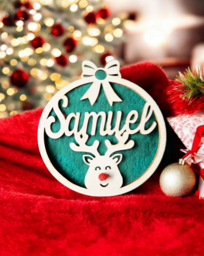 Bombka drewniana z zielonym...