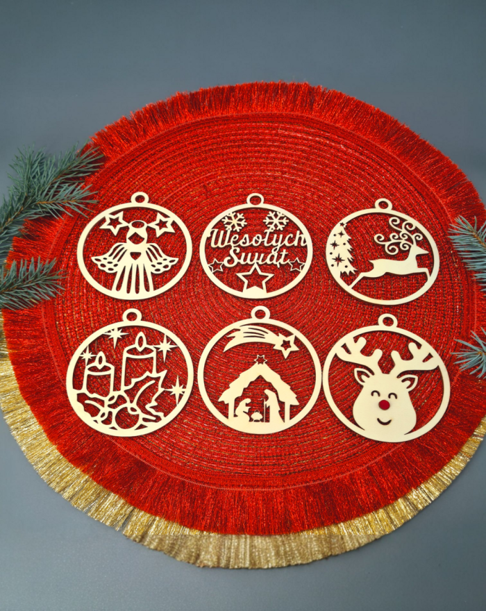 Drewniane bombki, zestaw