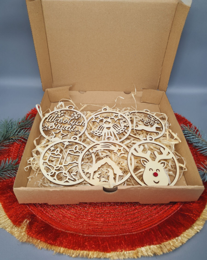 Drewniane bombki, zestaw