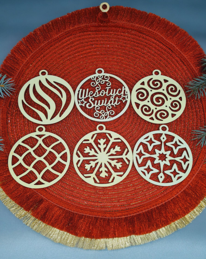 Drewniane bombki, zestaw