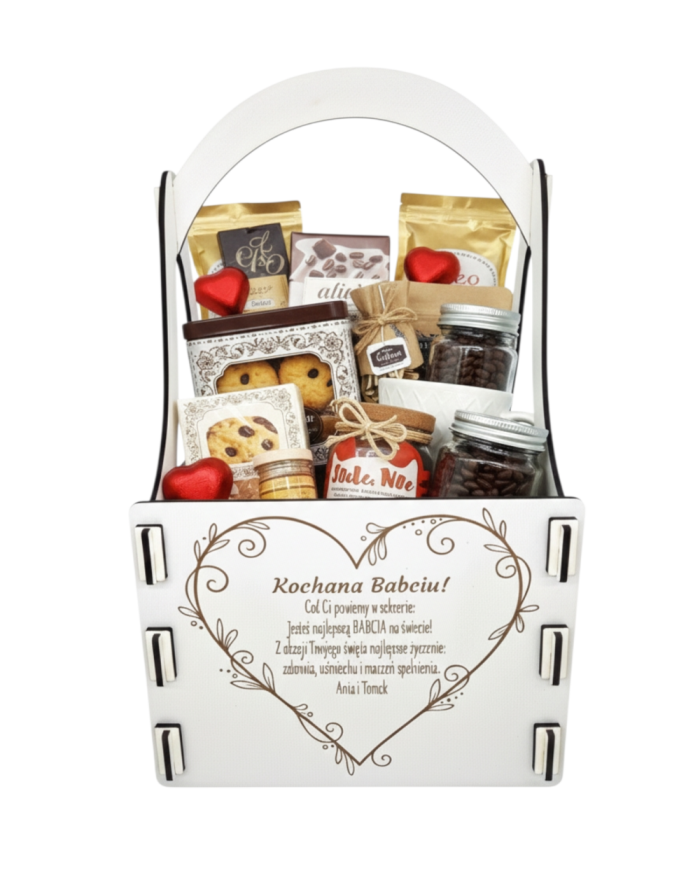 Skrzynka na kwiaty, nosidło na kwiaty lub słodycze, personalizowany upominek na Dzień Babci i Dziadka