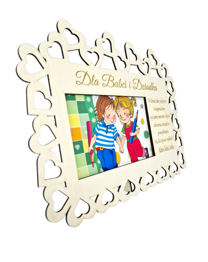 Drewniana ramka z życzeniami