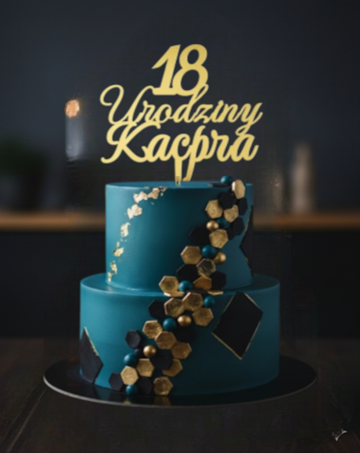 Topper na tort na urodziny, topper z plexi lub drewniany,  topper z cyfrą i imieniem
