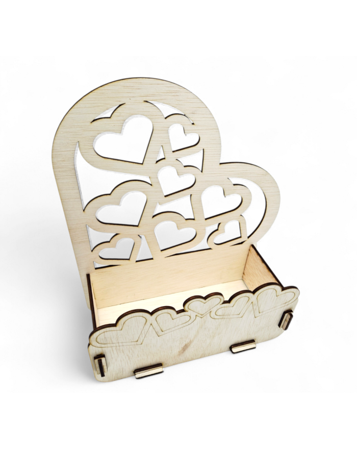 Pudełko baza do stroików SERCE 25 cm – drewniane / białe HDF – dekoracja DIY, kosz florystyczny