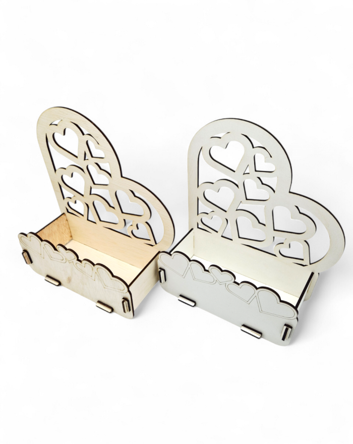 Pudełko baza do stroików SERCE 25 cm – drewniane / białe HDF – dekoracja DIY, kosz florystyczny