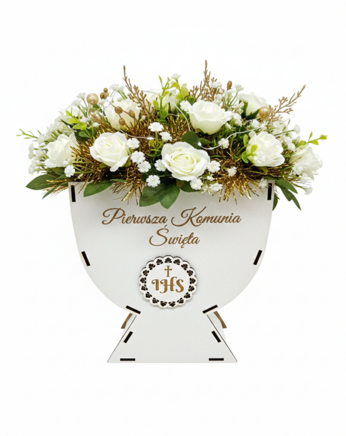 Kielich komunijny Pierwsza Komunia Święta IHS – opakowanie dekoracyjne do aranżacji