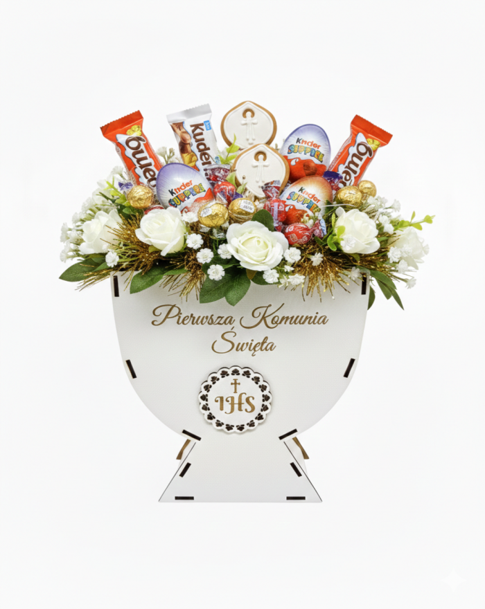 Kielich komunijny Pierwsza Komunia Święta IHS – opakowanie dekoracyjne do aranżacji