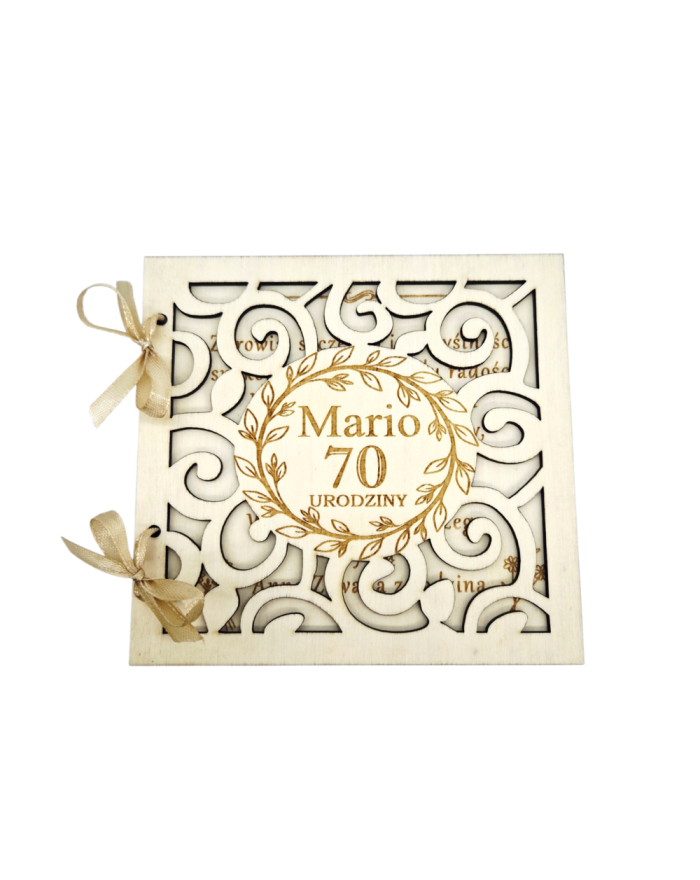 Kartka na urodziny, drewniana kartka personalizowana na urodziny