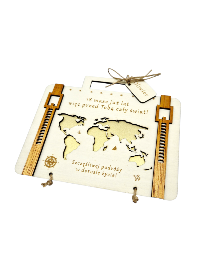Kartka na 18 urodziny, kartka walizka, pamiątka na urodziny