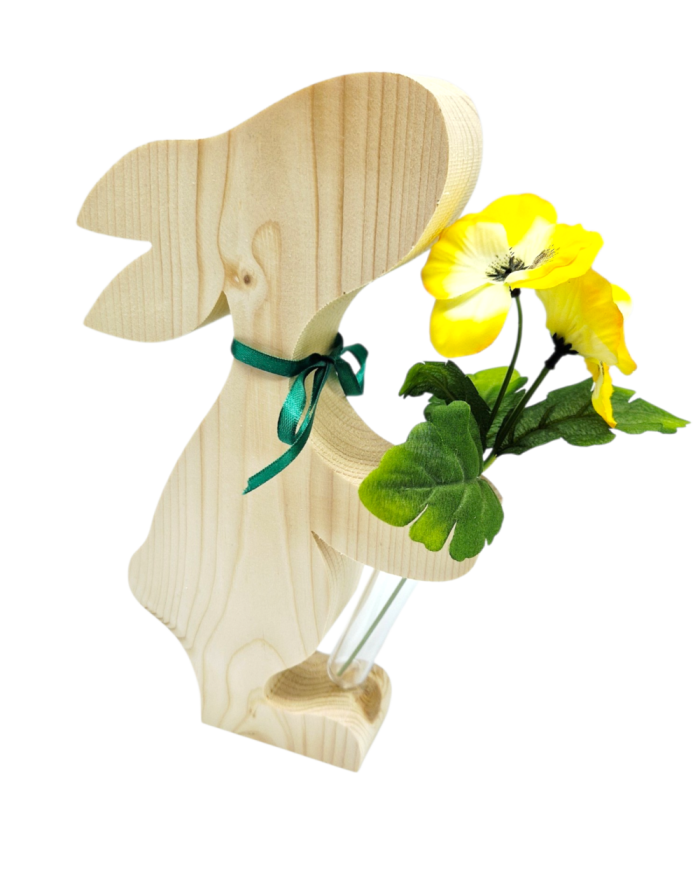 Zajączek drewniany z fiolką...