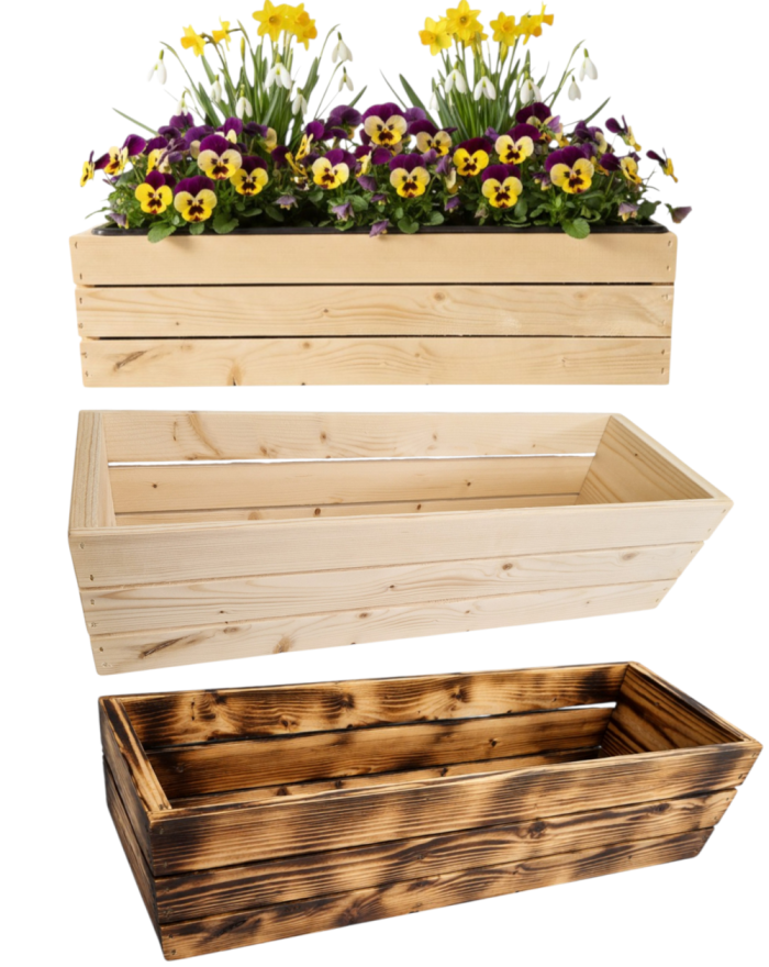 Doniczka Drewniana 51cm Skrzynka + Wkład na Kwiaty