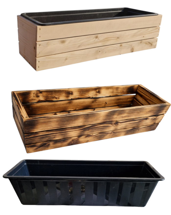 Doniczka Drewniana 51cm Skrzynka + Wkład na Kwiaty