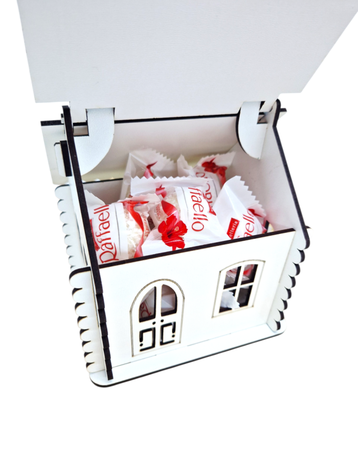 Pudełko Domek na Słodycze Pierwsza Komunia Święta, personalizowany upominek komunijny, słodka chatka