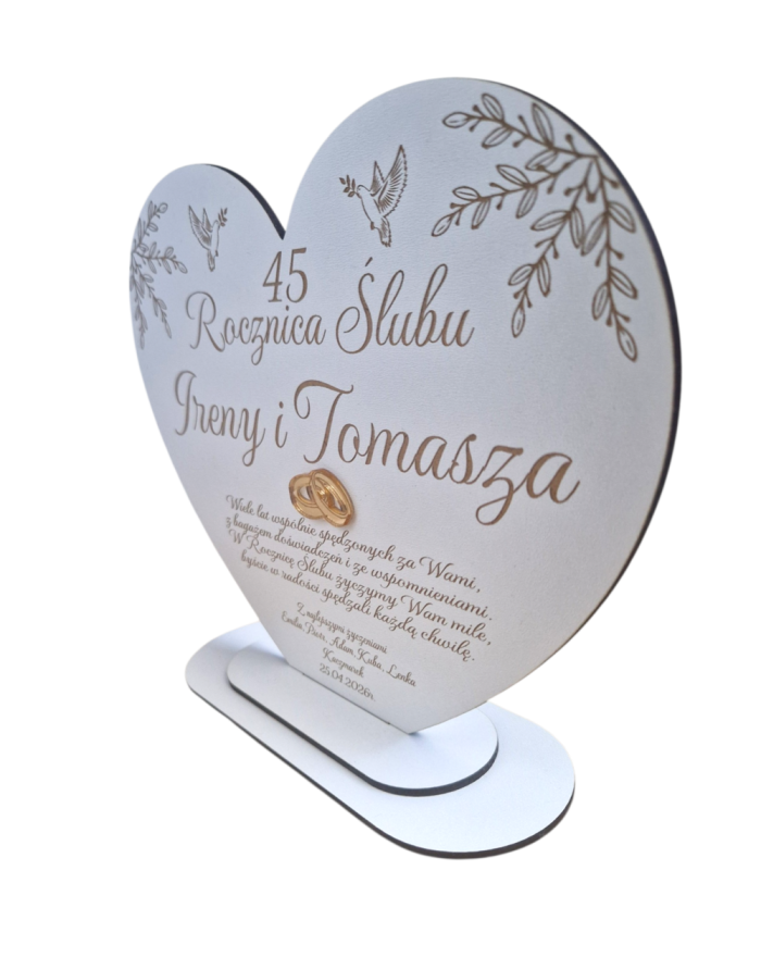 Pamiątka Rocznicy Ślubu Serce Personalizowane Prezent