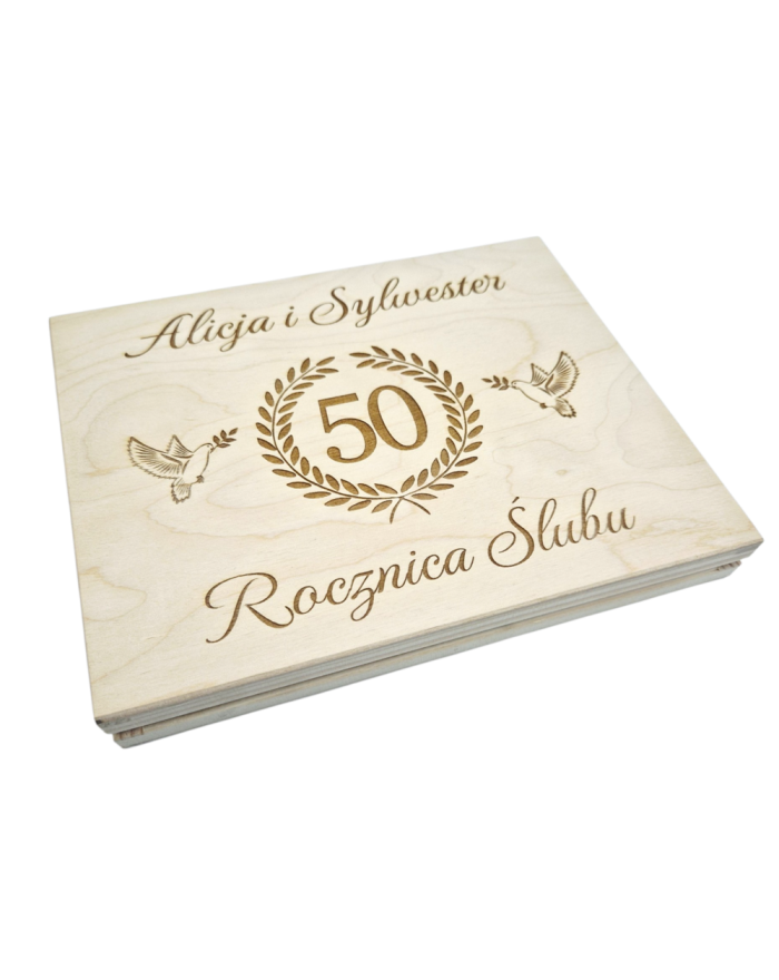 Pudełko na merci na Rocznicę Ślubu, pamiątka na Rocznicę, drewniane pudełko na pieniądze