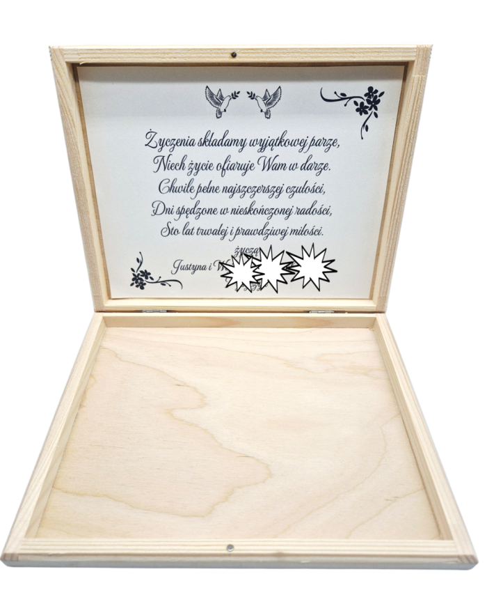 Pudełko na merci na Rocznicę Ślubu, pamiątka na Rocznicę, drewniane pudełko na pieniądze