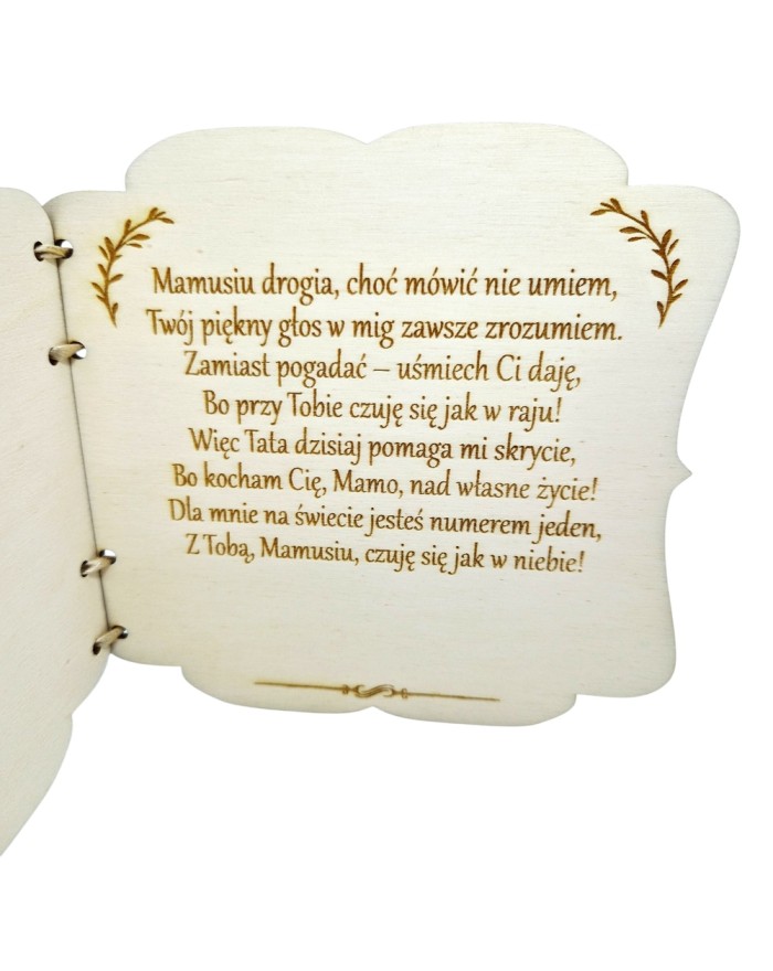 Prezent na pierwszy Dzień Matki, dla Mamy drewniana kartka
