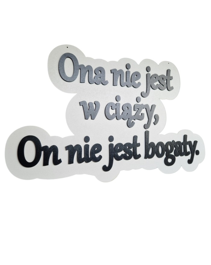 Tabliczka Ślubna napis Ona nie jest w ciąży Wesele