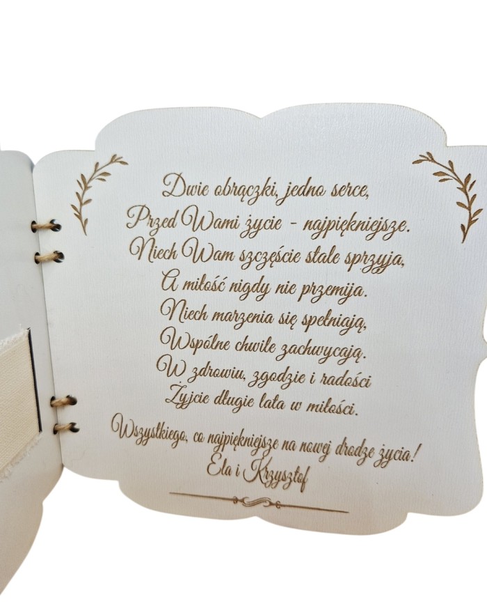 PAMIĄTKA ŚLUBU Kartka na Ślub na Pieniądze Personalizowana Grawer Życzenia
