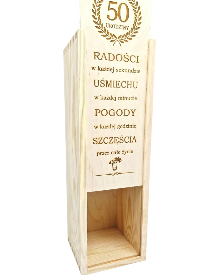 Drewniana skrzynka na alkohol wino prezent na Urodziny personalizowana