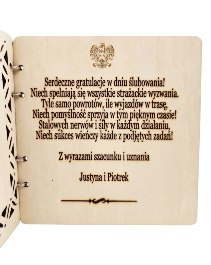 Kartka na przysięgę ślubowanie strażaka pamiątka gratulacje straż grawer